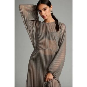 NWT ANTHROPOLOGIE SHEER PLEATED MAXI DRESS - ONE SIZE